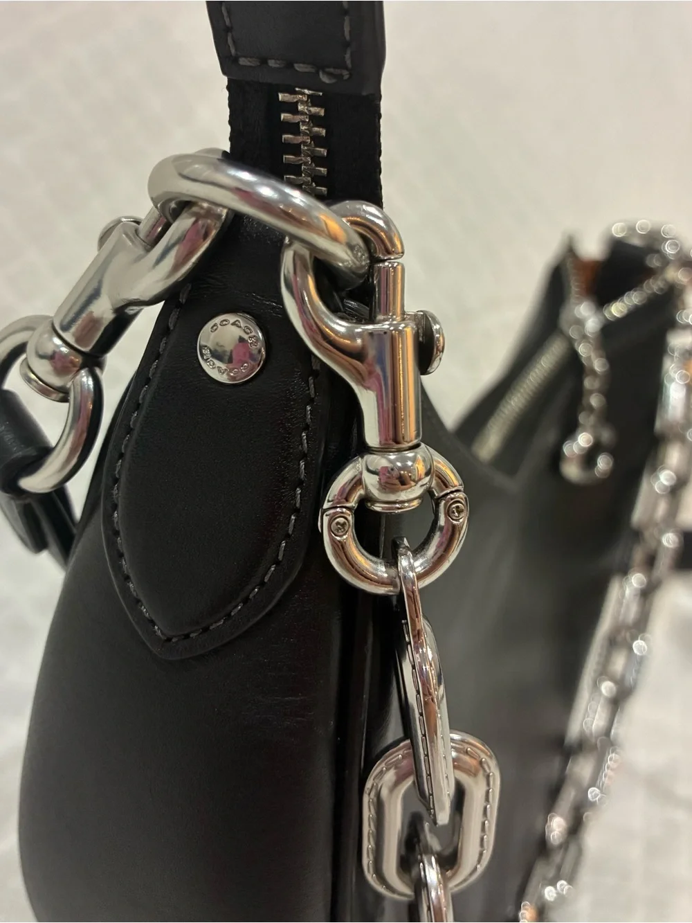 Coach Mira Black Leather Crescent Shoulder and Crossbody Bag - Picture 5 of 10